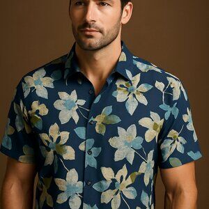 Tommy Bahama Island Active Navy Floral Polo Shirt – Size XXXL